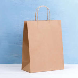 Kraft Shopping Bag (Brown Recycled) Top Fold